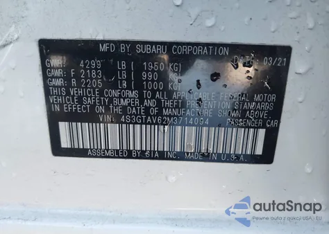 2021 Subaru Impreza Premium 5-Door z USA, uszkodzony, nr VIN 4S3GTAV62M3714094